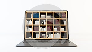 Library on computer screen concept background 3d rendering