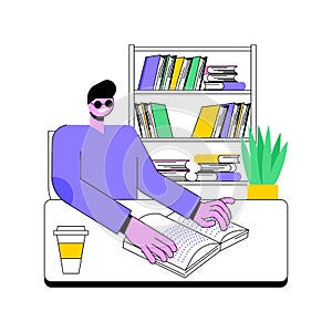 Library facilities isolated cartoon vector illustrations.