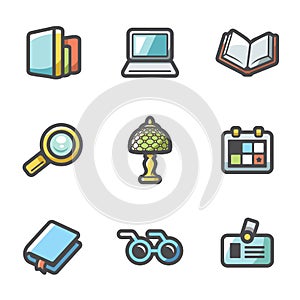 Library Icons Set. Vector Illustration.
