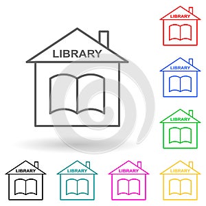 library multi color style icon. Simple thin line, outline  of books and magazines icons for ui and ux, website or mobile