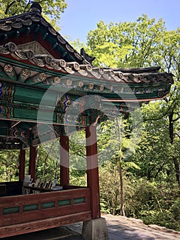 Library pavilion at the Huwon park Secret Garden. Changdeokgung palace
