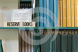 Library reserved book shelf