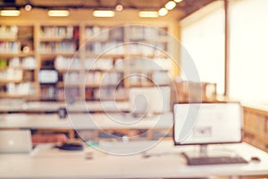 Library room interior blur background photo