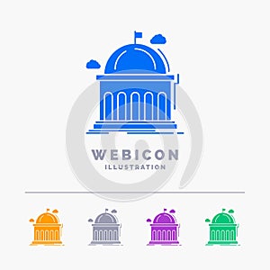 Library, school, education, learning, university 5 Color Glyph Web Icon Template isolated on white. Vector illustration