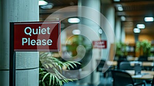 Library sign: Quiet Please - AI Generated