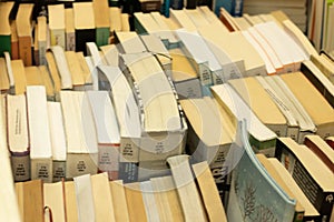 Library stacked books