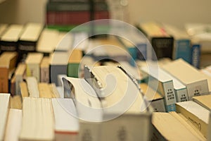 Library stacked books