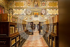 The library at the teatro anatomico in Bologna photo