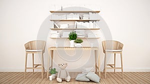Library and toy in kid room or coffee shop - 3D Rendering