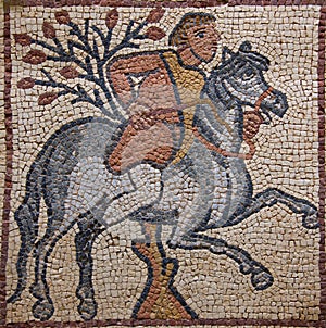 Libya Cyrenaica Byzantine mosaic horseman photo