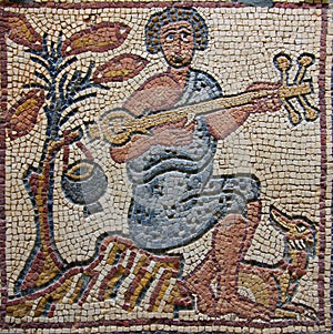 Libya Cyrenaica Byzantine mosaic musician photo
