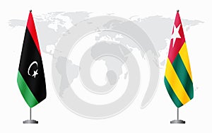 Libya and East Timor flags for official meeting