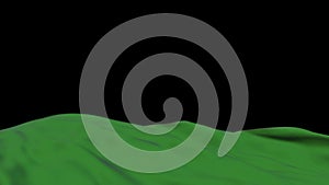 Libya fabric flag waving on the wind loop. Libyan embroidery stiched cloth banner swaying on the breeze. Half-filled black