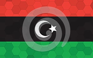 Libya flag illustration. Futuristic Libyan flag graphic with abstract hexagon background vector. Libya national flag symbolizes