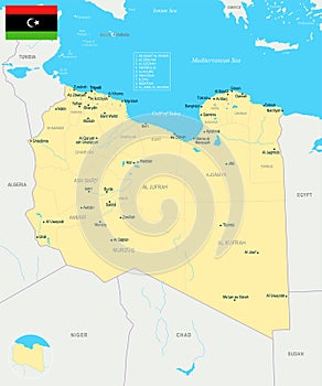 Libya Map - Detailed Vector Illustration