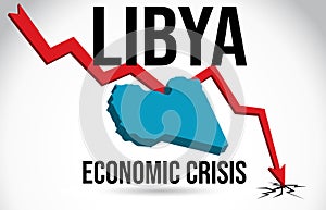 Libya Map Financial Crisis Economic Collapse Market Crash Global Meltdown Vector