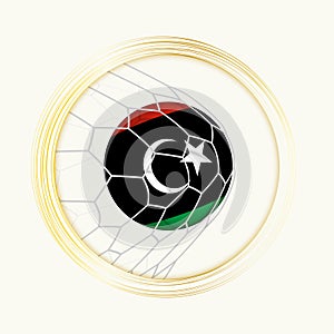 Libya scoring goal, abstract football symbol with illustration of Libya ball in soccer net