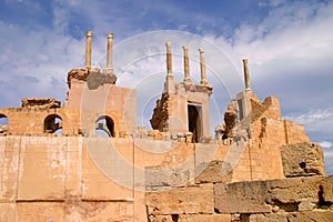 Libya Tripoli Leptis Magna amphitheater UNESCO World Heritage site.