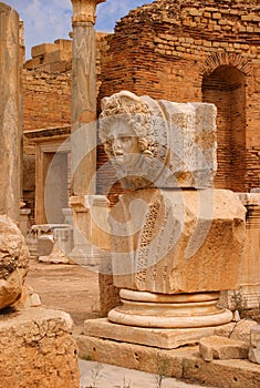 Libya Tripoli Leptis Magna Roman archaeological site. UNESCO site.