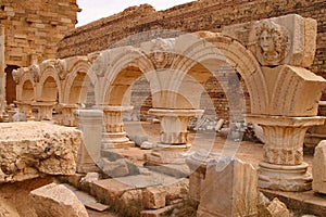 Libya Tripoli Leptis Magna Roman archaeological site. - UNESCO site. photo