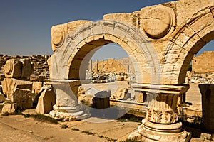 Libya â€“ Leptis Magna, detail of a arcs