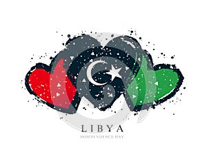 Libyan flag in the form of three hearts