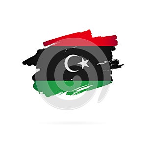 Libyan flag. Vector illustration. Brush strokes