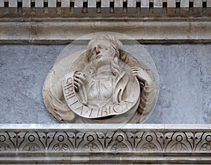 Libyan Sibyl, relief on the portal of the Cathedral of Saint Lawrence in Lugano