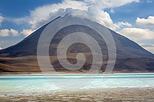 Licancabur volcanic landscape and Laguna Verde in Atacama Desert, Bolivia