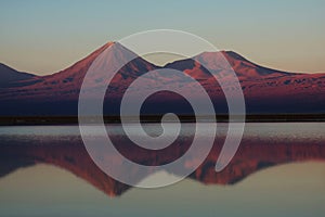 Licancabur volcano and lagoon in chile