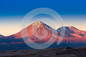 Licancabur volcano at sunset, San Pedro de Atacama