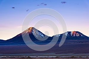 Licancabur volcano at sunset, San Pedro de Atacama, Atacama desert, Chile