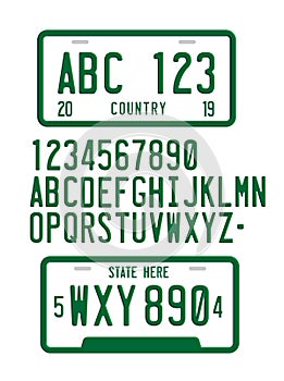 License Plate Font 3D Vector Template