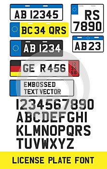 License Plate Font 3D Vector Template