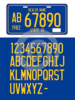 License Plate Font 3D Vector Template