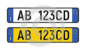 License plate Italian number. Italy licence european auto numberplate registration