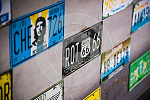 License plate number on the wall