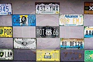 License plate on the wall