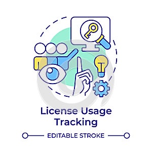 License usage tracking multi color concept icon