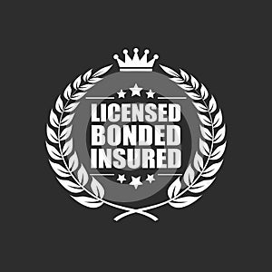 Licensed bonded insured vector icon