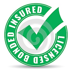 Licensed bonded insured vector icon photo