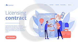 Licensing contract concept landing page