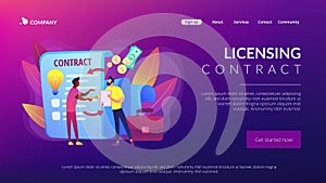 Licensing contract concept landing page