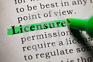 Definition of the word licensure