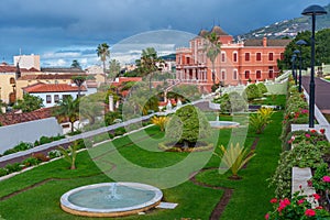 Liceo de Taoro viewed from Victoria garden at la Orotava town at Tenerife, Canary Islands, Spain photo