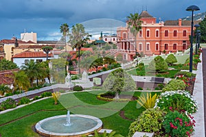 Liceo de Taoro viewed from Victoria garden at la Orotava town at Tenerife, Canary Islands, Spain photo