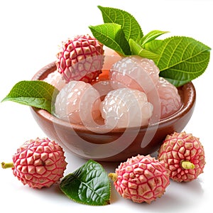 Liche fruit on white background