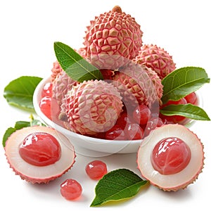 Liche fruit on white background