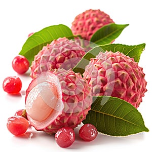 Liche fruit on white background