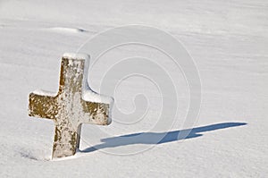 Lichen cross tombstone